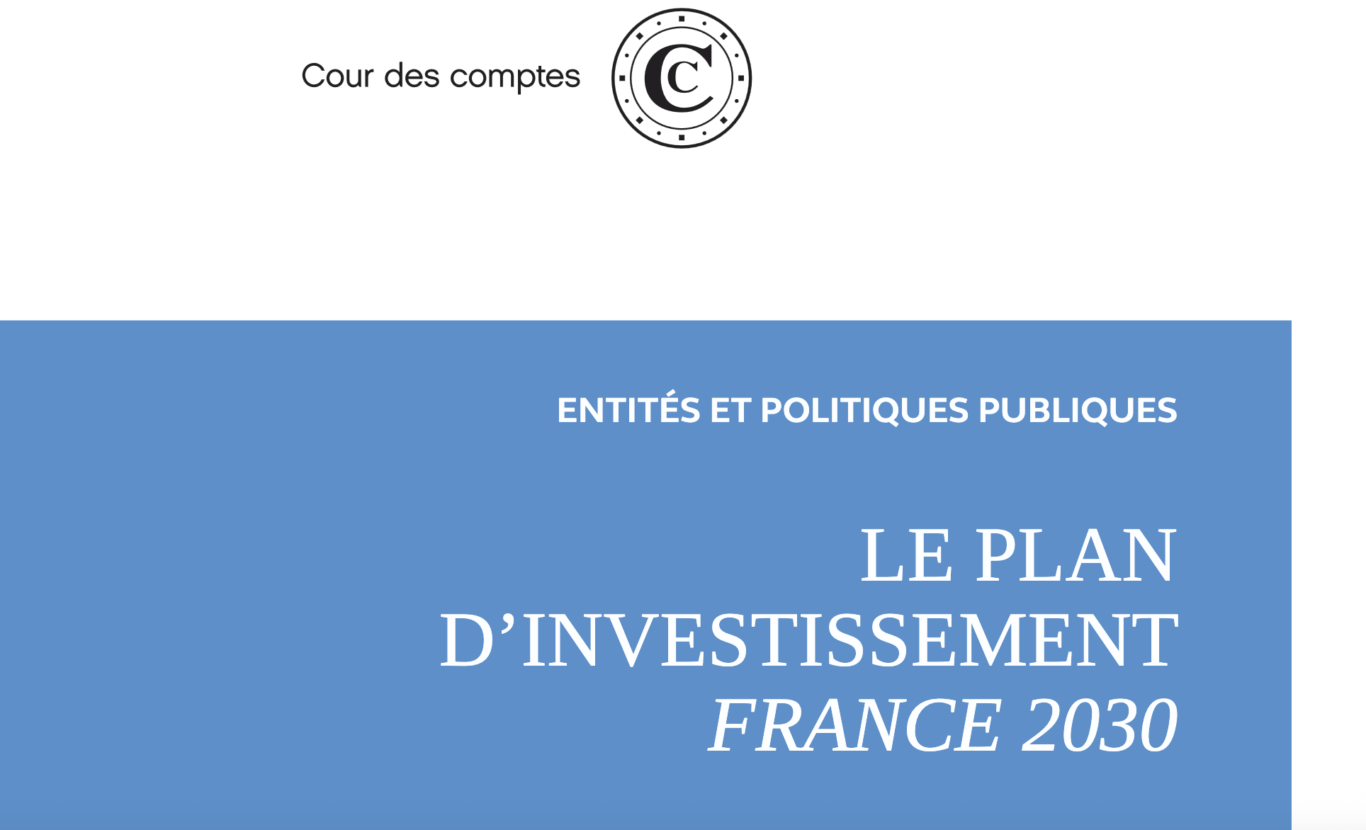 Rapport de la Cour des comptes sur France 2030